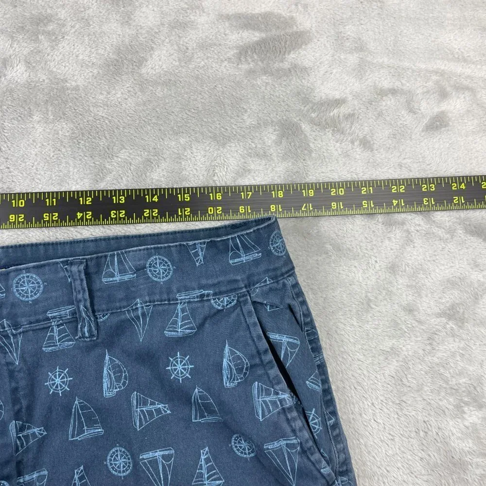 Rugby University Nautical Boat Themed Flat Front Stretch Shorts Men's Size 36